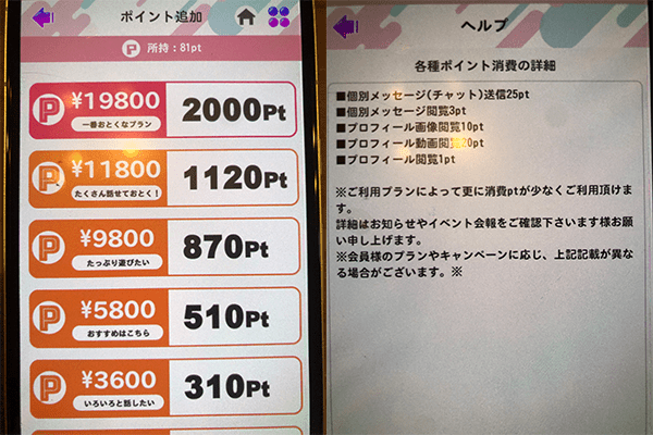 チャッツ料金設定